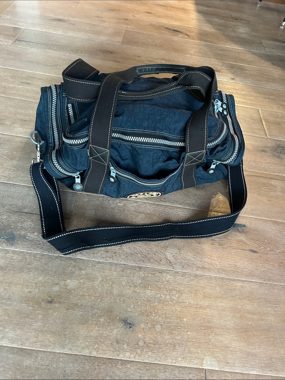 Black Men's Canvas Duffel Bag with Shoulder Strap